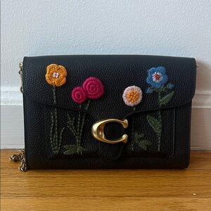 Coach Tabby Chain Wallet with Floral Embroidery